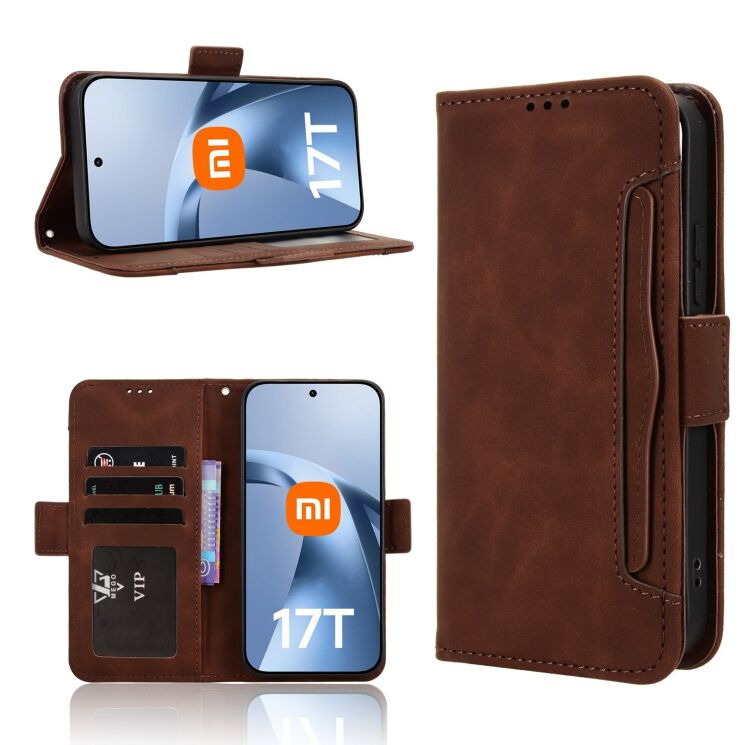 Чехол-книжка с карманами Deexe Wallet Stand для Xiaomi 17T Pro - Brown (422362Z) Чехол-книжка с карманами Deexe Wallet Stand для Xiaomi 17T Pro - Brown: фото 8 из 17