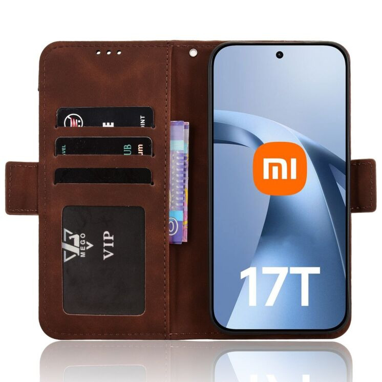 Чехол-книжка с карманами Deexe Wallet Stand для Xiaomi 17T Pro - Brown (422362Z) Чехол-книжка с карманами Deexe Wallet Stand для Xiaomi 17T Pro - Brown: фото 5 из 17