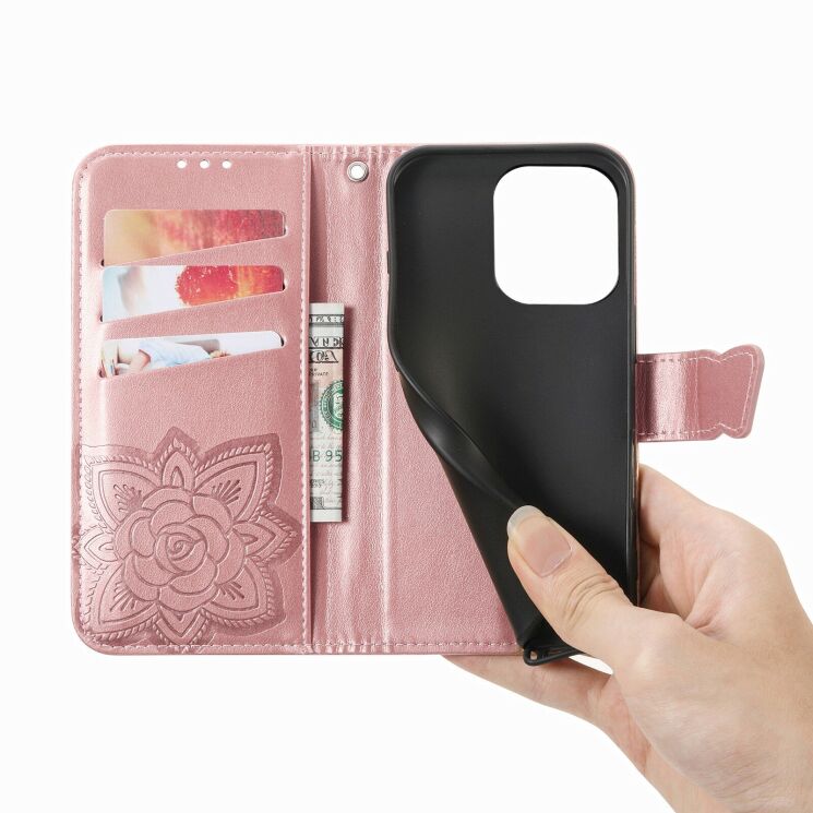 Чохол-книжка з малюнком UniCase Butterfly Pattern для OPPO Reno 15 - Black: фото 7 з 9
