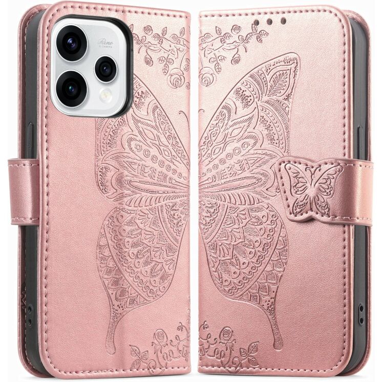 Чехол-книжка с рисунком UniCase Butterfly Pattern для OPPO Reno 15 - Rose Gold: фото 1 из 9