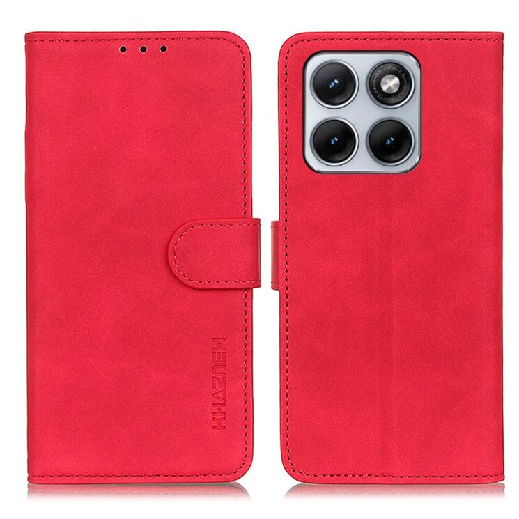 Чехол-книжка с застежкой KHAZNEH Retro Wallet для Motorola Edge 70 Fusion - Red: фото 1 из 7