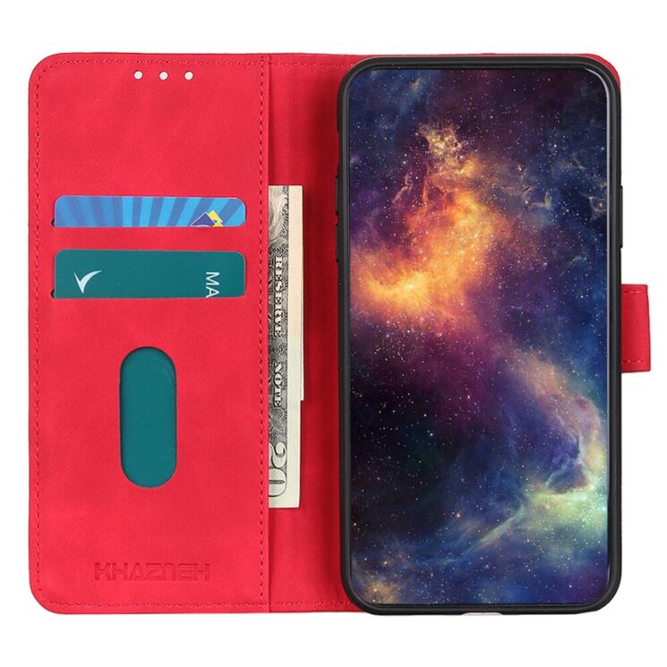 Чехол-книжка с застежкой KHAZNEH Retro Wallet для Motorola Edge 70 Fusion - Red: фото 3 из 7