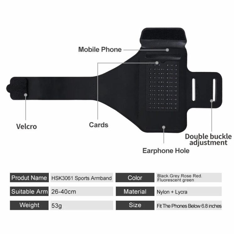 Чехол на руку HAISSKY HSK3061 FitRun Touch - Fluorescent Green: фото 3 из 18