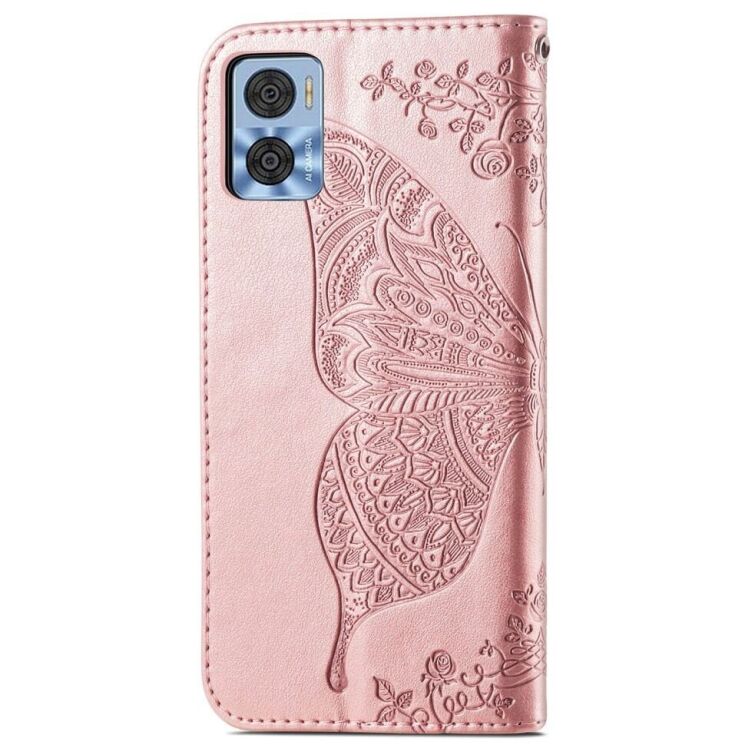 Чехол-книжка с рисунком UniCase Butterfly Pattern для Motorola Moto E22 - Rose Gold: фото 5 из 8