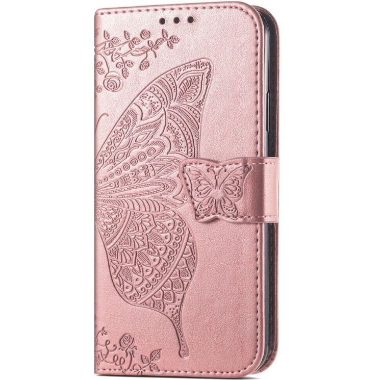 Чехол-книжка с рисунком UniCase Butterfly Pattern для Motorola Moto E22 - Rose Gold: фото 4 из 8