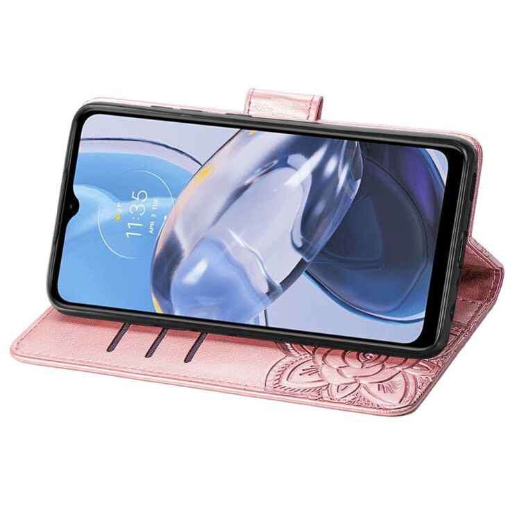 Чехол-книжка с рисунком UniCase Butterfly Pattern для Motorola Moto E22 - Rose Gold: фото 3 из 8