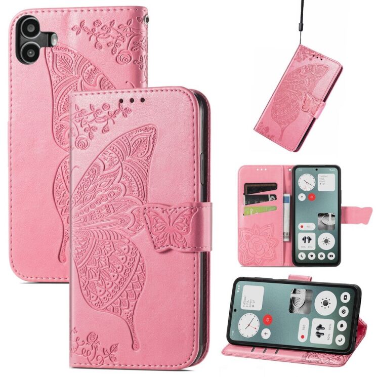 Чехол UniCase Butterfly Pattern для Nothing CMF Phone 1 - Pink: фото 4 из 9