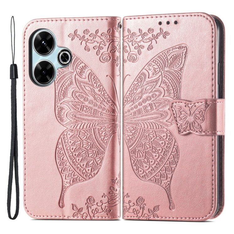 Чехол UniCase Butterfly Pattern для Xiaomi Redmi 13 - Rose Gold: фото 1 из 7