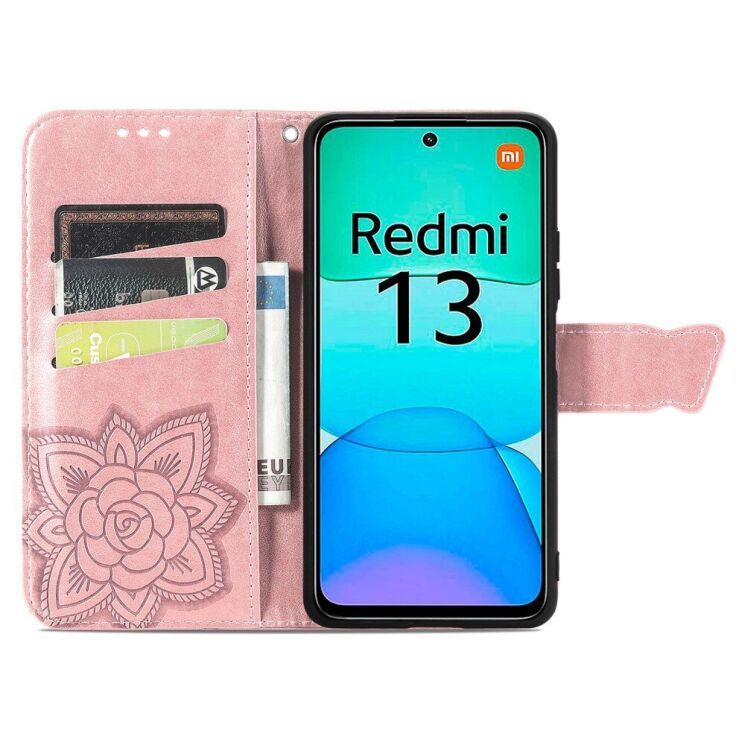 Чехол UniCase Butterfly Pattern для Xiaomi Redmi 13 - Rose Gold: фото 2 из 7