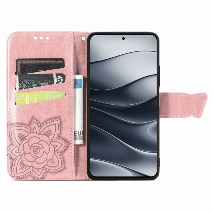 Чехол UniCase Butterfly Pattern для Xiaomi Redmi Note 14 5G - Rose Gold: фото 2 из 9