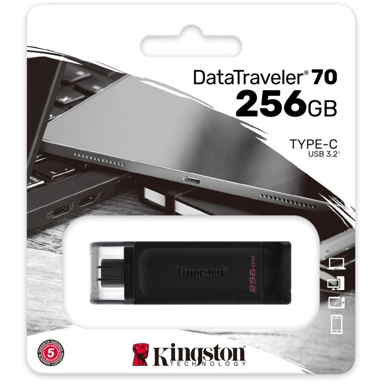 Флеш-накопитель Kingston DT 70 256GB Type-C (DT70/256GB) - Black: фото 4 из 4