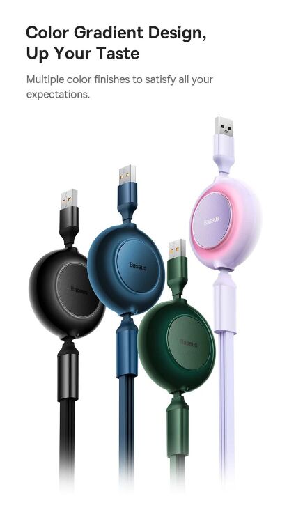 Кабель Baseus Bright Mirror 2 Series 3-in-1 USB to MicroUSB+Lightning+Type-C (66W, 1.1m) CAMJ010101 - Black: фото 20 з 32