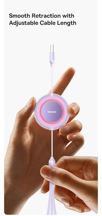 Кабель Baseus Bright Mirror 2 Series 3-in-1 USB to MicroUSB+Lightning+Type-C (66W, 1.1m) CAMJ010101 - Black: фото 23 з 32