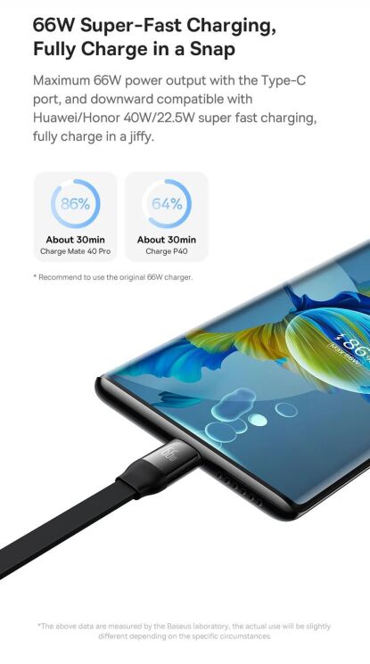 Кабель Baseus Bright Mirror 2 Series 3-in-1 USB to MicroUSB+Lightning+Type-C (66W, 1.1m) CAMJ010101 - Black: фото 17 з 32