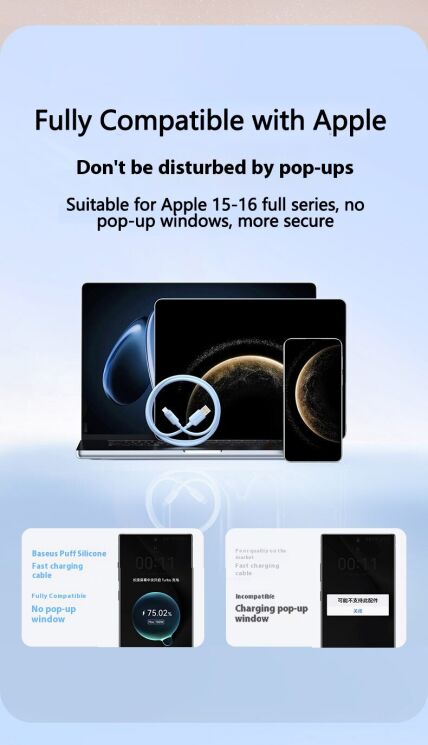 Кабель Baseus Foamed Silicone Type-C to Type-C (100W, 6A, 1m) E0426700 - Black: фото 7 з 14