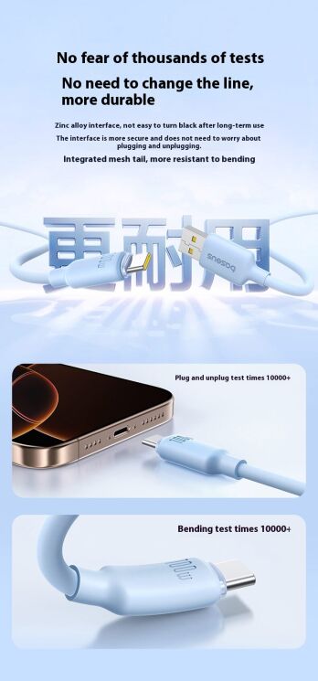 Кабель Baseus Foamed Silicone Type-C to Type-C (100W, 6A, 1m) E0426700 - Black: фото 8 з 14