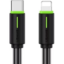 Кабель USAMS SJ735 Type-C to Lightning (30W, 2.4A, 1m) - Black: фото 1 з 16