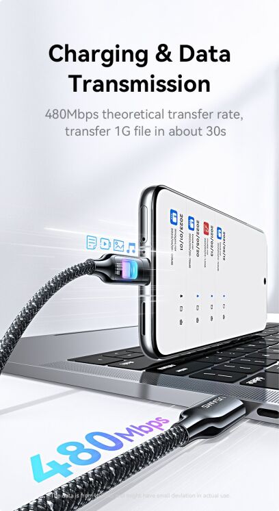 Кабель USAMS US-SJ750 Type-C to Type-C (100W, 1.2m) - Tarnish: фото 16 з 18