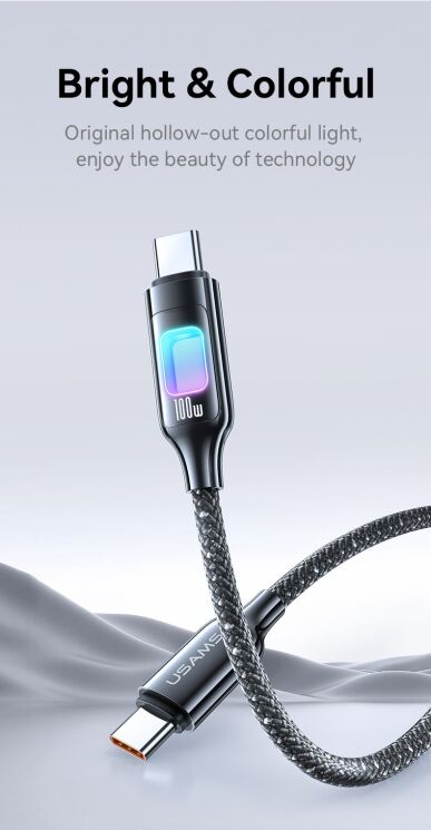 Кабель USAMS US-SJ750 Type-C to Type-C (100W, 1.2m) - Tarnish: фото 8 з 18