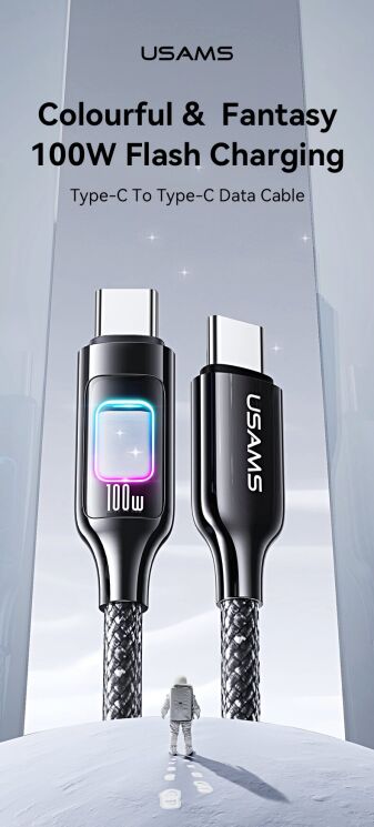 Кабель USAMS US-SJ750 Type-C to Type-C (100W, 1.2m) - Tarnish: фото 6 з 18