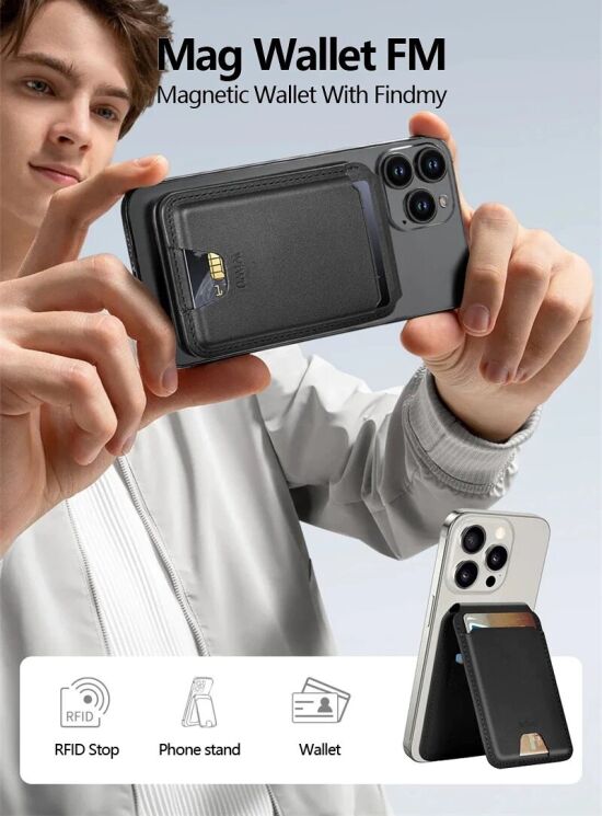 Кардхолдер WIWU MW-005 Mag Wallet FM - Black: фото 9 из 17