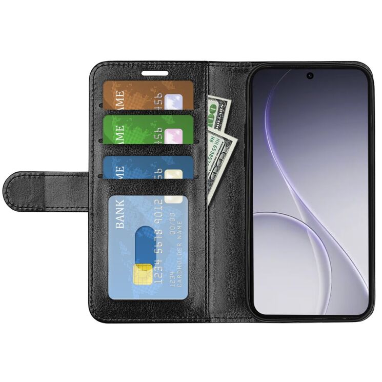 Классический чехол-книжка Deexe Wallet Style для OPPO Reno 15 F/FS - Black: фото 2 из 7