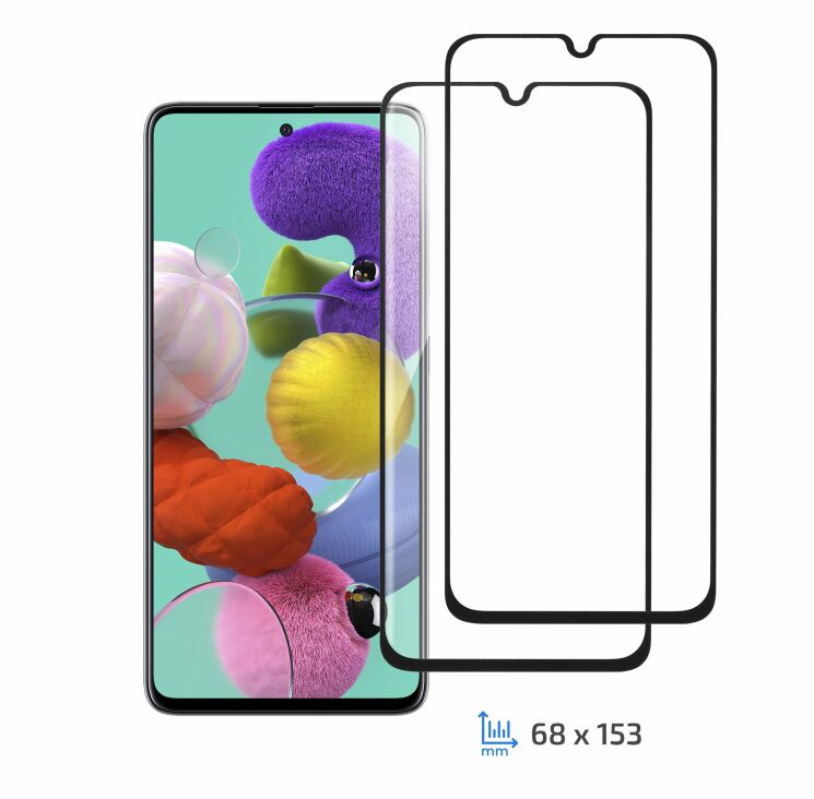 Комплект захисних стекол (2 в 1) 2E Basic Full Glue для Samsung Galaxy A51 (А515) - Black: фото 1 з 6