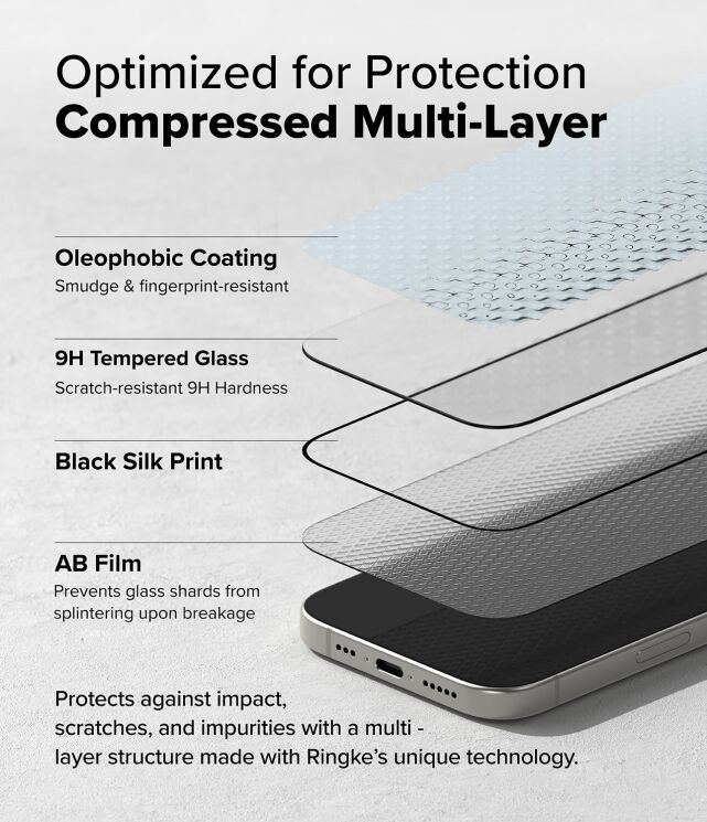 Комплект защитных стекол (2шт) Ringke Easy Slide Tempered Glass для iPhone 16 Pro (8800274960046) - Black (380076B) Комплект защитных стекол (2шт) Ringke Easy Slide Tempered Glass для iPhone 16 Pro (8800274960046) - Black: фото 10 из 18