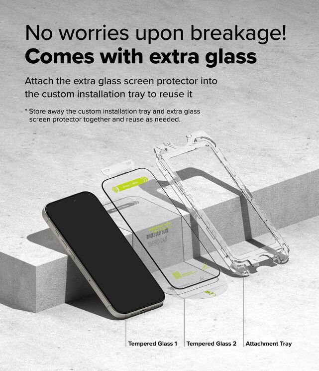 Комплект защитных стекол (2шт) Ringke Easy Slide Tempered Glass для iPhone 16 Pro (8800274960046) - Black (380076B) Комплект защитных стекол (2шт) Ringke Easy Slide Tempered Glass для iPhone 16 Pro (8800274960046) - Black: фото 5 из 18