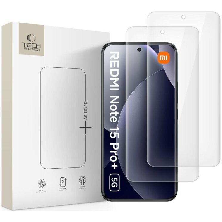 Комплект защитных стекол (2шт) Tech-Protect Glass UV+ для Xiaomi Redmi Note 15 Pro Plus / Poco M8 Pro 5G: фото 1 из 6
