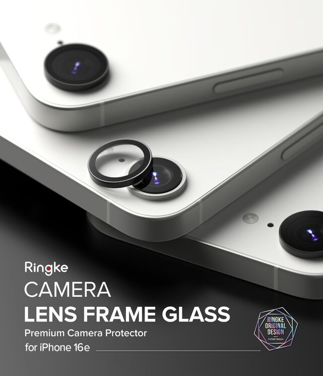 Комплект защитных стекол Ringke Camera Lens Frame Glass для Apple iPhone 16e (8800293852933) - Black: фото 6 из 15