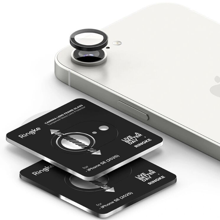 Комплект защитных стекол Ringke Camera Lens Frame Glass для Apple iPhone 16e (8800293852933) - Black: фото 4 из 15