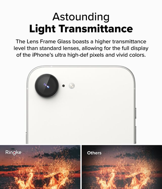 Комплект защитных стекол Ringke Camera Lens Frame Glass для Apple iPhone 16e (8800293852933) - Black: фото 10 из 15