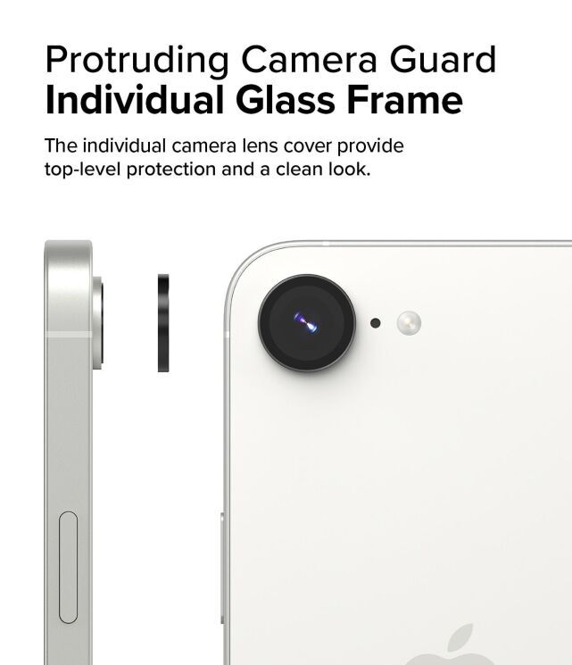 Комплект защитных стекол Ringke Camera Lens Frame Glass для Apple iPhone 16e (8800293852933) - Black: фото 8 из 15