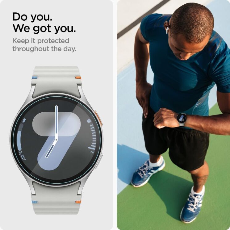 Комплект защитных стекол Spigen (SGP) Screen Protector EZ Fit Glas.tR (FW) для Samsung Galaxy Watch 7 (44mm): фото 7 из 11
