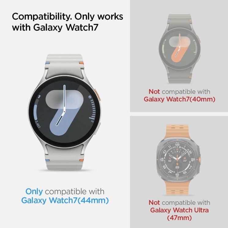 Комплект защитных стекол Spigen (SGP) Screen Protector EZ Fit Glas.tR (FW) для Samsung Galaxy Watch 7 (44mm): фото 6 из 11