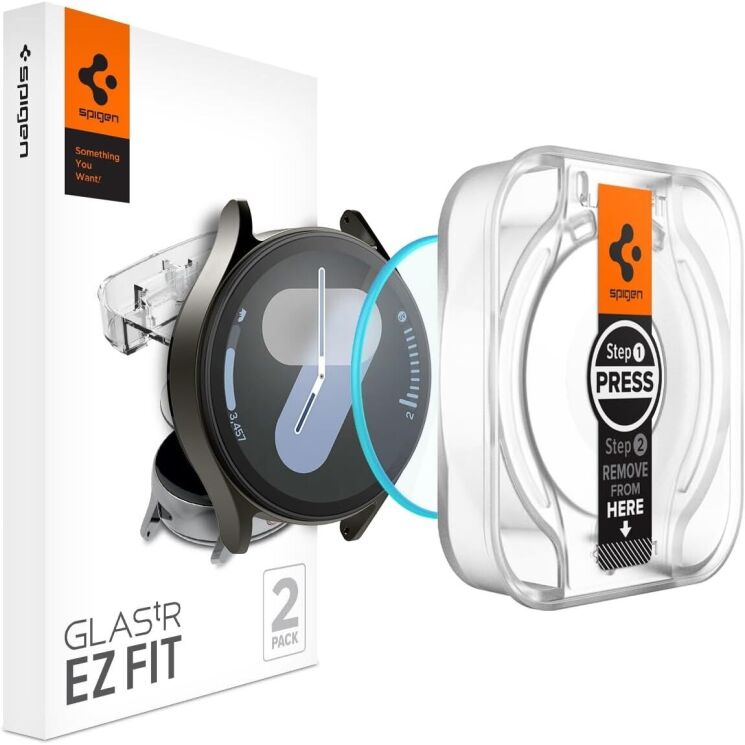 Комплект защитных стекол Spigen (SGP) Screen Protector EZ Fit Glas.tR (FW) для Samsung Galaxy Watch 7 (44mm): фото 1 из 11