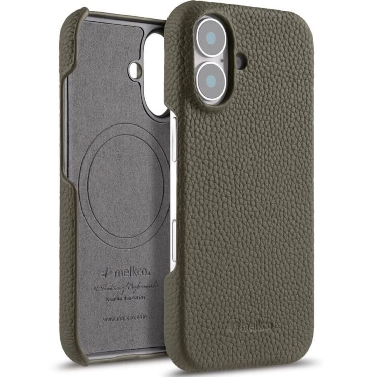 Кожаный чехол MELKCO Leather Case для Apple iPhone 16 - Grey: фото 1 из 5