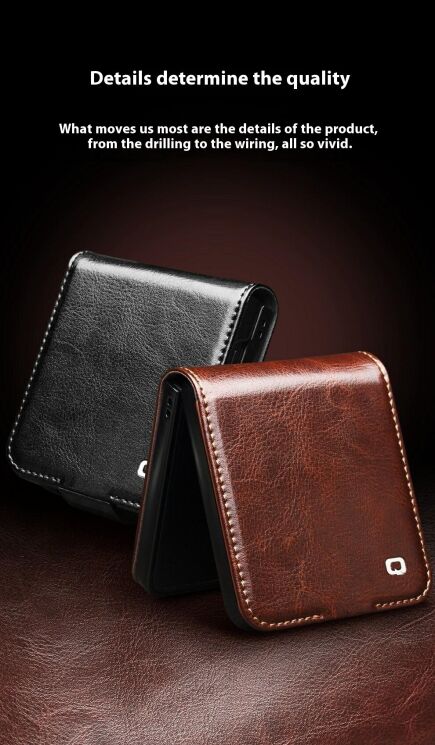 Шкіряний чохол QIALINO Classic Case (FF) для Samsung Galaxy Flip 7 - Brown: фото 8 з 11