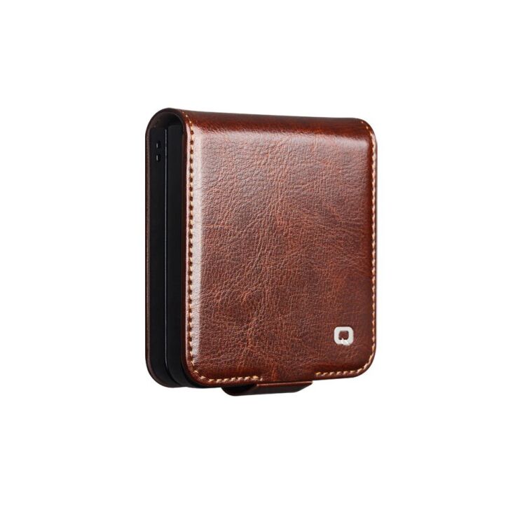 Шкіряний чохол QIALINO Classic Case (FF) для Samsung Galaxy Flip 7 - Brown: фото 2 з 11