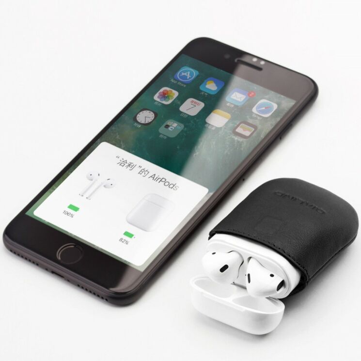 Кожаный чехол QIALINO Pouch Bag для Apple AirPods 1 / 2 - Black: фото 5 из 5