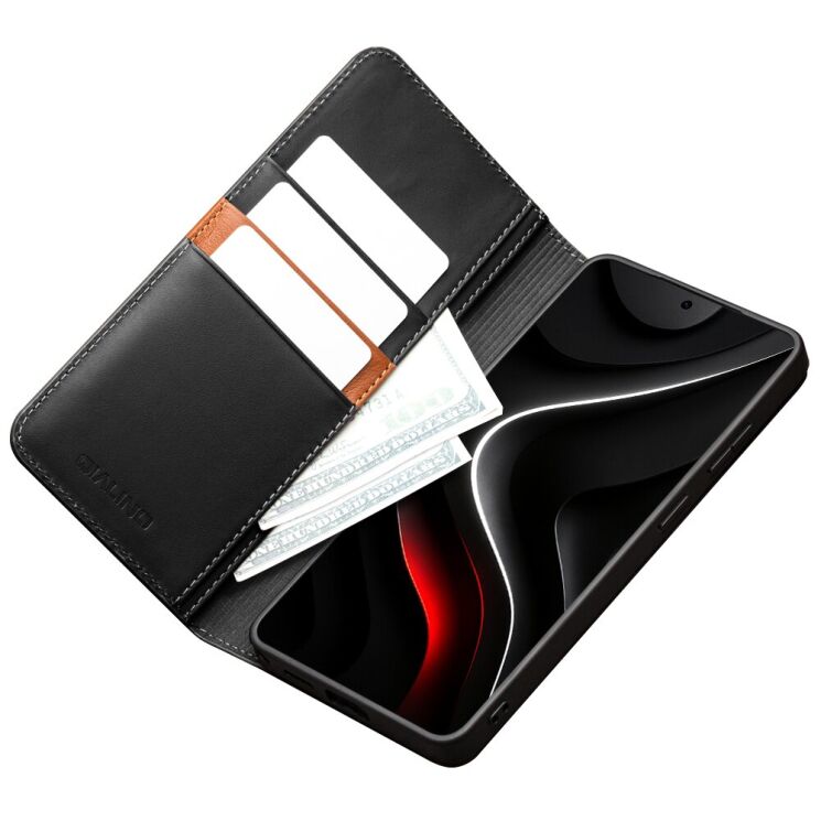Кожаный чехол QIALINO Wallet Case для Samsung Galaxy S26 - Black: фото 3 из 14