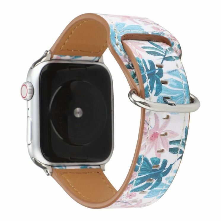 Кожаный ремешок Deexe Fashion Elegant для Apple Watch 42 (Series 10) / 41 / 40 / SE 40 / 38 - Leaf / Flower: фото 1 из 5