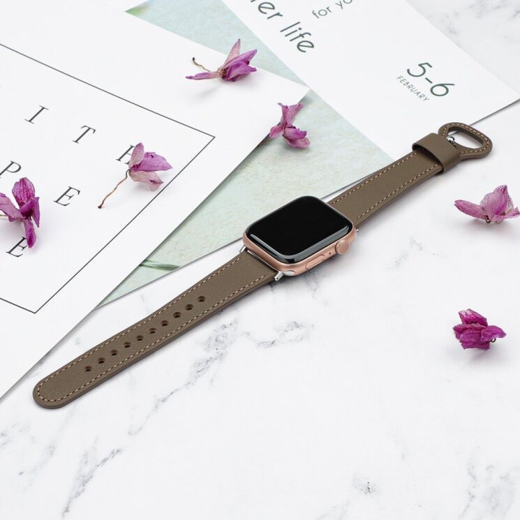 Кожаный ремешок Deexe Original Style для Apple Watch 42 (Series 10) / 41 / 40 / SE 40 / 38 - Coffee: фото 6 из 6