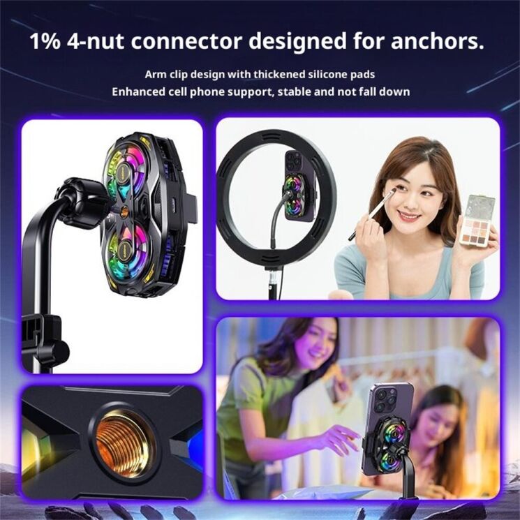 Кулер-вентилятор для смартфона Reframe K32 Dual Fan - Black (222137B) Кулер-вентилятор для смартфона Reframe K32 Dual Fan - Black: фото 6 из 13