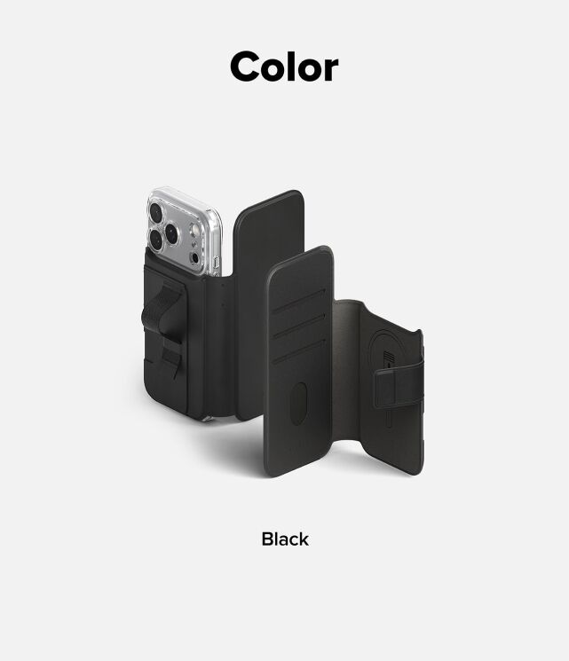 Накладной чехол-кошелек Ringke Folio Grip Wallet Magnetic для iPhone 17 Pro Max (8800328810693) - Black: фото 13 из 16