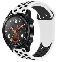Ремінець Deexe Dual Color для годинників з шириною кріплення 22 мм - Black / White: фото 1 з 7