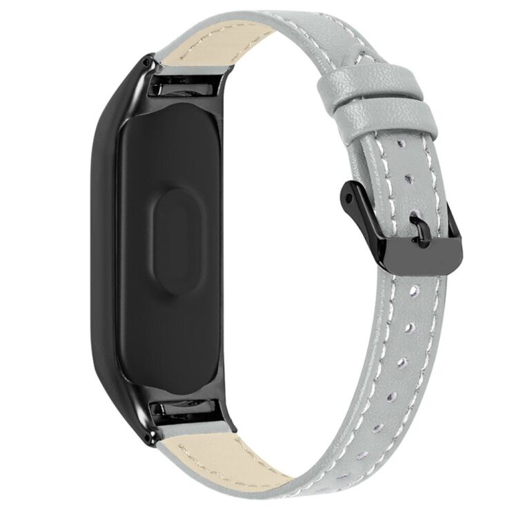 Ремінець Deexe Leather Strip для Xiaomi Mi Band 7 - Grey: фото 2 з 7