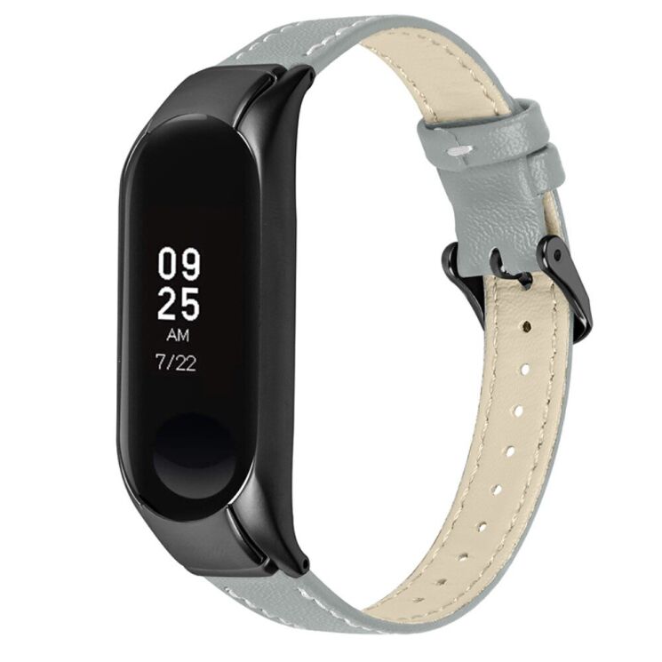 Ремінець Deexe Leather Strip для Xiaomi Mi Band 7 - Grey: фото 1 з 7