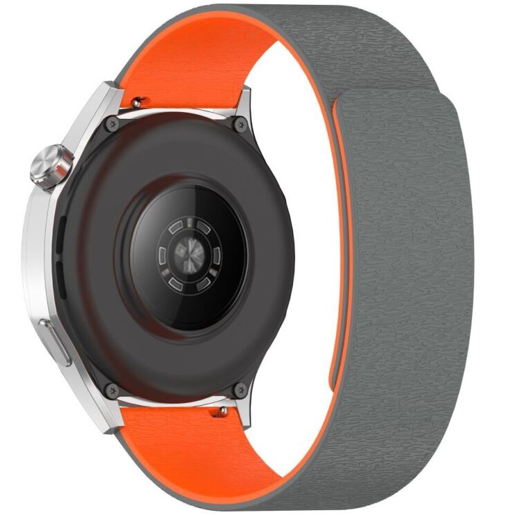 Ремешок Deexe Magnetic Silicone Strap для Huawei Watch GT 5 (46mm) - Grey / Orange: фото 1 из 6